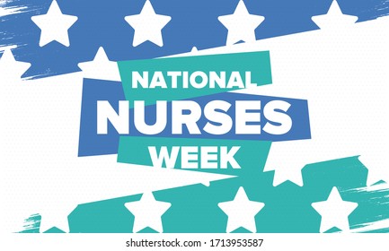 National Nurses Week. Thank you nurses. Medical and health care concept. Fighters against viruses and diseases. In honour of the doctors. Celebrated annual in United States. Vector illustration poster