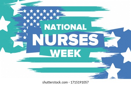 National Nurses Week. Thank you nurses. Medical and health care concept. Fighters against viruses and diseases. In honour of the doctors. Celebrated annual in United States. Vector illustration poster