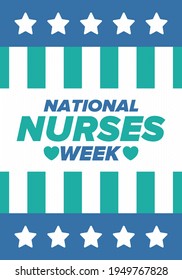 National Nurses Week. Thank you nurses. Medical and health care concept. Fighters against viruses and diseases. In honour of the doctors. Celebrated annual in United States. Vector illustration poster