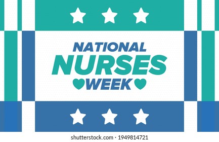 National Nurses Week. Thank you nurses. Medical and health care concept. Fighters against viruses and diseases. In honour of the doctors. Celebrated annual in United States. Vector illustration poster