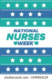 National Nurses Week. Thank you nurses. Medical and health care concept. Fighters against viruses and diseases. In honour of the doctors. Celebrated annual in United States. Vector illustration poster