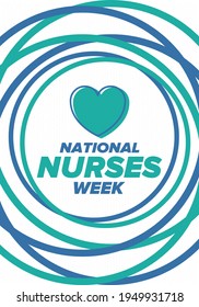 National Nurses Week. Thank you nurses. Medical and health care concept. Fighters against viruses and diseases. In honour of the doctors. Celebrated annual in United States. Vector illustration poster