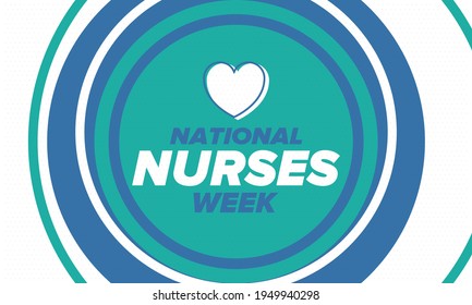 National Nurses Week. Thank you nurses. Medical and health care concept. Fighters against viruses and diseases. In honour of the doctors. Celebrated annual in United States. Vector illustration poster