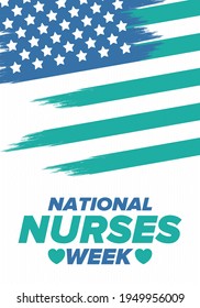 National Nurses Week. Thank you nurses. Medical and health care concept. Fighters against viruses and diseases. In honour of the doctors. Celebrated annual in United States. Vector illustration poster