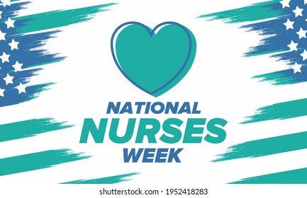 National Nurses Week. Thank you nurses. Medical and health care concept. Fighters against viruses and diseases. In honour of the doctors. Celebrated annual in United States. Vector illustration poster