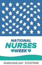 National Nurses Week. Thank you nurses. Medical and health care concept. Fighters against viruses and diseases. In honour of the doctors. Celebrated annual in United States. Vector illustration poster