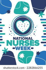 National Nurses Week. Thank you nurses. Medical and health care concept. Fighters against viruses and diseases. In honour of the doctors. Celebrated annual in United States. Vector illustration poster - Shutterstock ID 2282866255