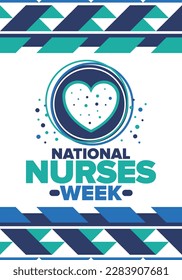 National Nurses Week. Thank you nurses. Medical and health care concept. Fighters against viruses and diseases. In honour of the doctors. Celebrated annual in United States. Vector illustration poster