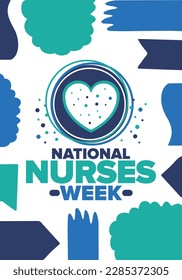 National Nurses Week. Thank you nurses. Medical and health care concept. Fighters against viruses and diseases. In honour of the doctors. Celebrated annual in United States. Vector illustration poster
