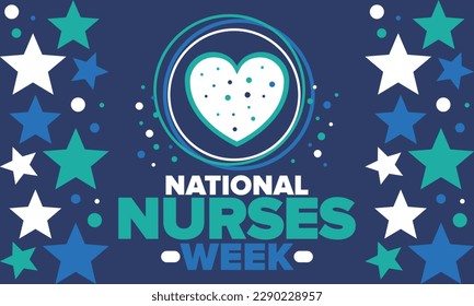 National Nurses Week. Thank you nurses. Medical and health care concept. Fighters against viruses and diseases. In honour of the doctors. Celebrated annual in United States. Vector illustration poster