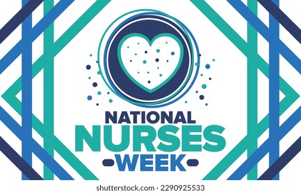 Semana Nacional de Enfermeras. Gracias enfermeras. Concepto de atención médica y de salud. Luchadores contra virus y enfermedades. En honor a los médicos. Celebrado anualmente en Estados Unidos. Cartel de ilustración de vector