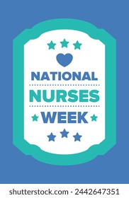 National Nurses Week. Thank you nurses. Medical and health care concept. Fighters against viruses and diseases. In honour of the doctors. Celebrated annual in United States. Vector illustration poster