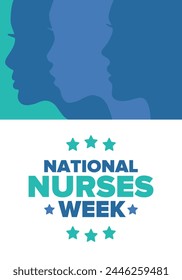 National Nurses Week. Thank you nurses. Medical and health care concept. Fighters against viruses and diseases. In honour of the doctors. Celebrated annual in United States. Vector illustration poster