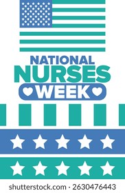 National Nurses Week. Thank you nurses. Medical and health care concept. Fighters against viruses and diseases. In honour of the doctors. Celebrated annual in United States. Vector illustration poster