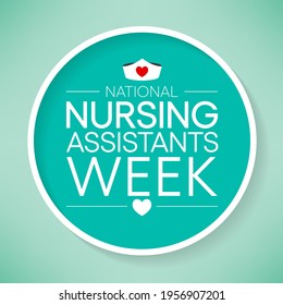 National Nursing assistants week is observed every year in June, The main role of a CNA is to provide basic care to patients and help them with daily activities. vector illustration. svg