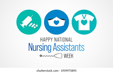 National Nursing assistants week is observed every year in June, The main role of a CNA is to provide basic care to patients and help them with daily activities. vector illustration. svg
