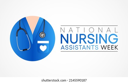 National Nursing assistants week is observed every year in June, The main role of a CNA is to provide basic care to patients and help them with daily activities. vector illustration
