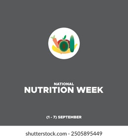  National Nutrition Week, 1-7 September  National Nutrition Week, STOCK ILLUSTRATION, BACKGROUND, greeting card, editable template, Nutrition Week social media post design.