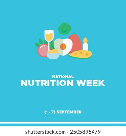  National Nutrition Week, 1-7 September  National Nutrition Week, STOCK ILLUSTRATION, BACKGROUND, greeting card, editable template, Nutrition Week social media post design.