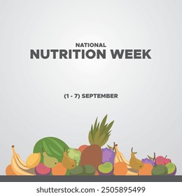  National Nutrition Week, 1-7 September  National Nutrition Week, STOCK ILLUSTRATION, BACKGROUND, greeting card, editable template, Nutrition Week social media post design.