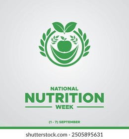  National Nutrition Week, 1-7 September  National Nutrition Week, STOCK ILLUSTRATION, BACKGROUND, greeting card, editable template, Nutrition Week social media post design.