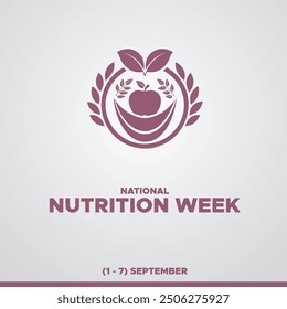  National Nutrition Week, 1-7 September  National Nutrition Week, STOCK ILLUSTRATION, BACKGROUND, greeting card, editable template, Nutrition Week social media post design.