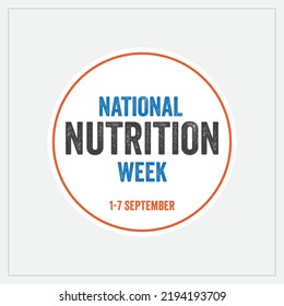 National Nutrition Week, Badge, Design, circular design, 1st to 7th september, unique, health week, nutrition week, international week, event, blue, orange, black, round, professional