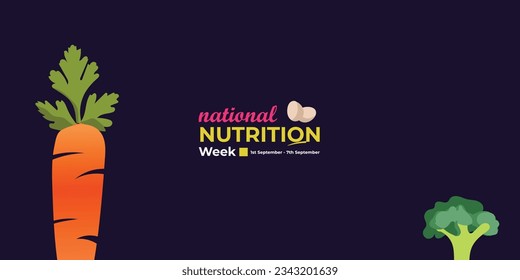 National Nutrition Week banner and logo vector illustration, carrot illustration