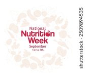 National Nutrition Week poster design, September 1st to 7th Nutrition week, food vector, nutrition week flat illustration design concept