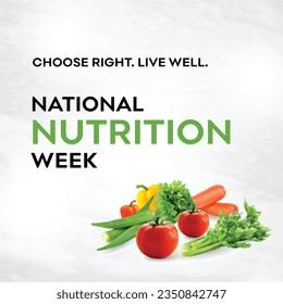 National Nutrition Week, Social Media Design Template. 1st-7th Sept. Choose Right. Live Well.