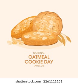 National Oatmeal Cookie Day vector illustration. Sweet cookies with oat flakes icon vector. Wholemeal round biscuits drawing. April 30. Important day