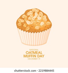 National Oatmeal Muffin Day vector. Delicious healthy oatmeal muffin icon vector. December 19 each year. Important day