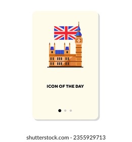 National old building or Big Ben flat icon. Tower building, construction, history isolated vector sign. Sightseeing and tourism concept. Vector illustration symbol elements for web design