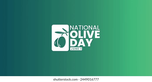 National olive day, June 1, suitable for social media post, card greeting, banner, template design, print, suitable for event, website, vector illustration, with olive illustration.