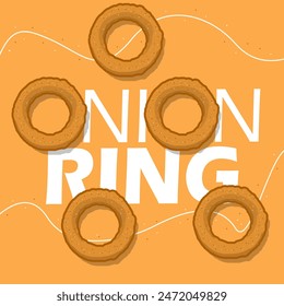 National Onion Ring Day event banner. Fried onion rings with bold text on orange background to celebrate on June 22nd