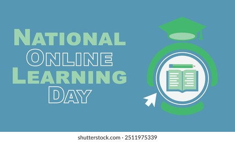 National Online Learning Day vector banner design with geometric shapes and vibrant colors on a horizontal background.