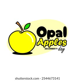 Dia Nacional das Maçãs Opais para comemorar em 9 de dezembro. Uma maçã amarela chamada maçã Opal sobre fundo branco. Acontecimento de fruta 