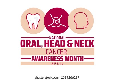 National Oral, Head, and Neck Cancer Awareness Month background banner or poster design template. observed every year in  April. Holiday concept. Use to any Template, card, poster, placard, template.