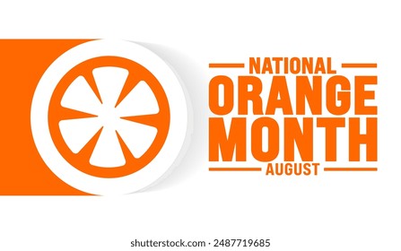 national Orange Month is observed every year in August. Holiday concept. Template for background, banner, card, poster, placard, design template with unique shapes with standard color.
