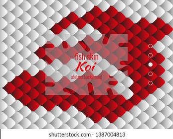 National oriental pattern, colorful fish skin of carp koi. Koi carp seamless pattern in red and white colors. Vector textured illustration.