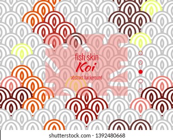 National oriental pattern, colorful fish skin of carp koi. Koi carp seamless pattern in cute pink, gray, brown and yellow colors. Vector textured illustration.