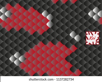 National oriental pattern, multi-colored fish scales of carp Koi. Seamless pattern Koi carp in bright red, white and black. Vector illustration.