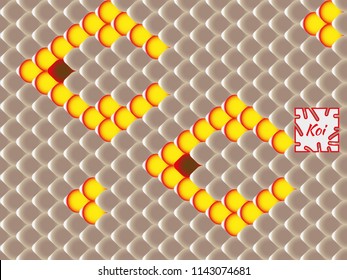 National oriental pattern, multi-colored fish scales of carp Koi. Seamless pattern Koi carp in bright red, yellow and beige. Vector illustration.