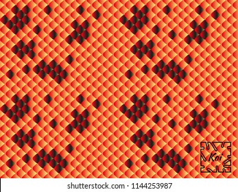 National oriental pattern, multi-colored fish scales of carp Koi. Seamless pattern Koi carp in bright orange, red and black. Vector illustration.