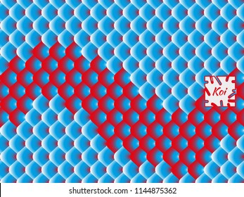 National oriental pattern, multi-colored fish scales of carp Koi. Seamless pattern Koi carp in bright pink, blue and white. Vector illustration.