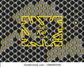 National oriental pattern, multicolored fish skin of carp Koi. Seamless pattern Koi carp in bright gold, black and gray color. Vector textured illustration. 