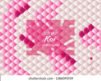 National oriental pattern, multicolored fish skin of carp Koi. Seamless pattern Koi carp in cute pink and white color. Vector textured illustration. 