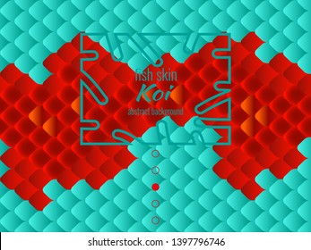 National oriental pattern, multicolored fish skin of carp Koi. Seamless pattern Koi carp in sky blue and orange color. Vector textured illustration.