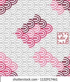 National Oriental pattern, multi-colored Koi fish scales. Seamless pattern Carp Koi in bright colors.
