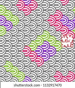 National Oriental pattern, multi-colored Koi fish scales. Seamless pattern Carp Koi in bright colors.